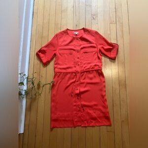 Shoshanna Cinch Waist Red Orange Dress
